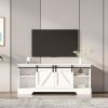 Amerlife TV Stand Sliding Barn Door Modern Farmhouse Wood Entertainment Center Storage Cabinet - white