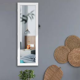 Jewelry Storage Mirror Cabinet  For Living Room Or Bedroom - WHITE