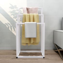 Metal Freestanding Towel Rack 3 Tiers Hand Towel Holder Organizer for Bathroom Accessories, White - 1