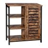 DunaWest Wooden Storage Cabinet with Shutter Door and 3 Compartments, Rustic Brown - BM222534