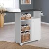 DunaWest Wooden Ironing Board Storage cabinet with 3 Open Compartments, White and Gray - UPT-225272