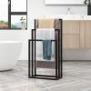 Metal Freestanding Towel Rack 3 Tiers Hand Towel Holder Organizer for Bathroom Accessories, Black - 1