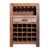 DunaWest 43 Inch Single Drawer 20 Bottle Wine Storage Cabinet with Stemware Hanger, Brown - Default