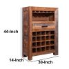 DunaWest 43 Inch Single Drawer 20 Bottle Wine Storage Cabinet with Stemware Hanger, Brown - Default