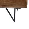 63 Inch Mango Wood TV Cabinet with Spacious Storage, Natural Brown and Black - UPT-195118