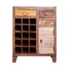 DunaWest 35 Inch 3 Drawer Wooden 15 Bottle Wine Accent Cabinet with 1 Door Storage, Brown - Default