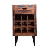 DunaWest 9 Bottle Storage Wine Rack Cabinet with 1 Drawer and Angled Metal Legs, Brown - Default