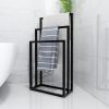 Metal Freestanding Towel Rack 3 Tiers Hand Towel Holder Organizer for Bathroom Accessories, Black - 1