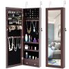 Jewelry Storage Mirror Cabinet  For Living Room Or Bedroom - BROWN