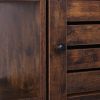 DunaWest Wooden Storage Cabinet with Shutter Door and 3 Compartments, Rustic Brown - BM222534