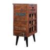 DunaWest 9 Bottle Storage Wine Rack Cabinet with 1 Drawer and Angled Metal Legs, Brown - Default