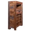 DunaWest 43 Inch Single Drawer 20 Bottle Wine Storage Cabinet with Stemware Hanger, Brown - Default