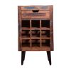 DunaWest 9 Bottle Storage Wine Rack Cabinet with 1 Drawer and Angled Metal Legs, Brown - Default