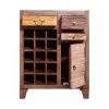 DunaWest 35 Inch 3 Drawer Wooden 15 Bottle Wine Accent Cabinet with 1 Door Storage, Brown - Default